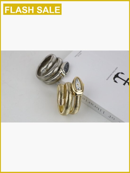Snake Shape Bangle Watch for Women, Gold Tone, Analog, Gift Idea, Adjustable